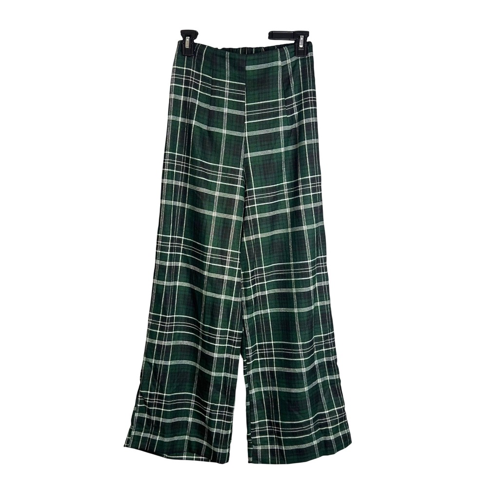Mauby Plaid Pull On Pants Size S  High Rise Dark Academia Preppy School Girl NEW